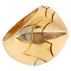 Vintage Bulgari Piramide 18K TriColor Gold Sculptural Dome Ring