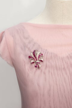 12.0 Carat Ruby 6.25 Carat Diamond Platinum Brooch Pendant