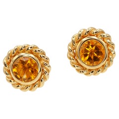 Tiffany & Co. 18 Karat Gold Citrine Rope Twist Stud Earrings