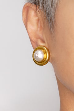 Tiffany & Co. Paloma Picasso 18K Gold Mabe Pearl Clip-On Earrings, Circa 1980