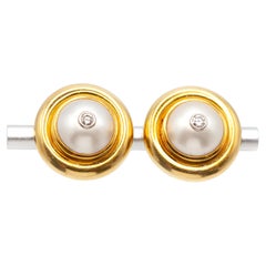 Tiffany & Co. Paloma Picasso 18K Gold Mabe Pearl Clip-On Earrings, Circa 1980
