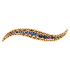 Mid-Century Van Cleef & Arpels VCA NY 18K Gold Sapphire Pin Brooch
