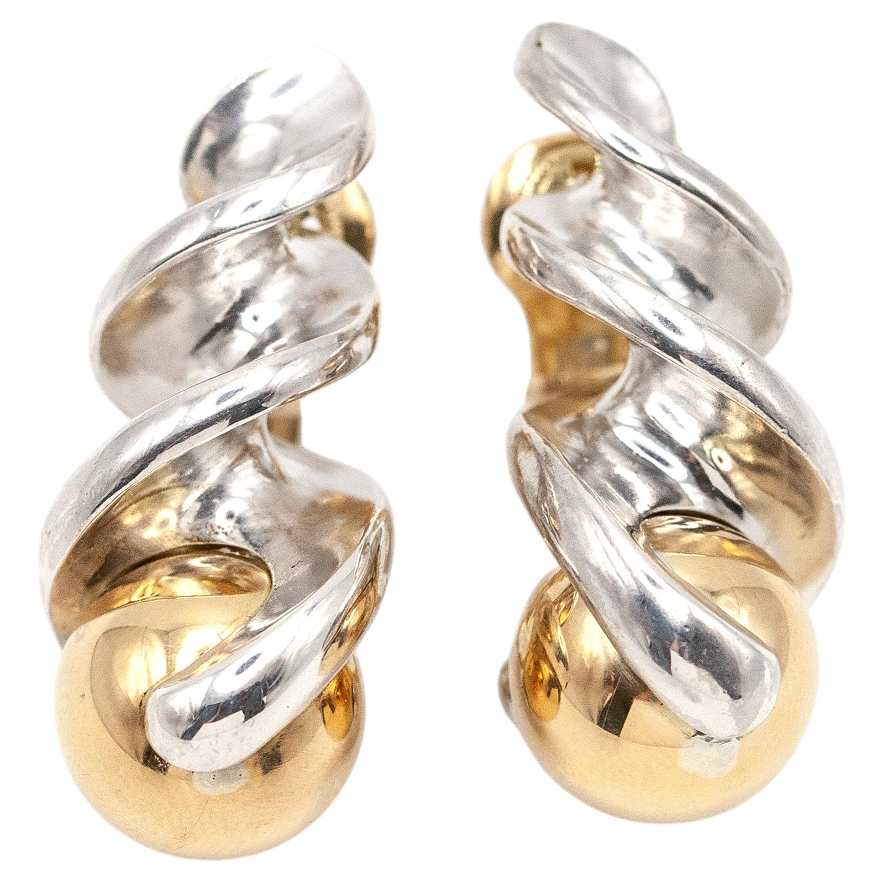 Pre-owned Marina B Fusilli Collection 18k Yellow Gold Sterling Swirl Clip-on Earrings