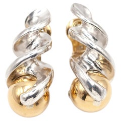 Marina B Collezione Fusilli: orecchini a clip in oro giallo 18 carati e argento sterling con motivo a spirale