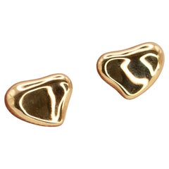 Tiffany & Co. Elsa Peretti Full Heart 18K Yellow Gold Stud Earrings