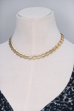 Vintage Tiffany & Co. Retro 14K Yellow Gold Fan Link Necklace