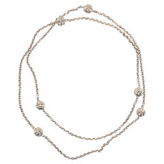 Stephen Webster Sterling Silver Geometric Beaded Station Long Necklace