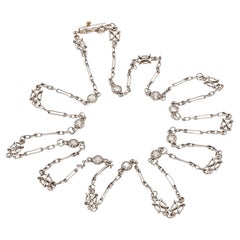 Antique Edwardian Platinum Diamond Station Chain Necklace
