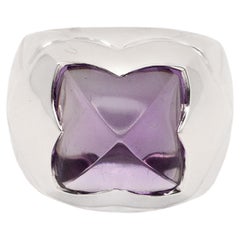Bulgari 18K White Gold Sugarloaf Amethyst Pyramide Cocktail Ring