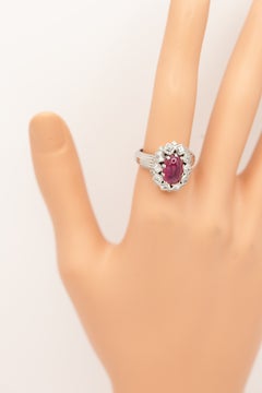 1940s Mauboussin Paris Platinum Burma Ruby Diamond Ring