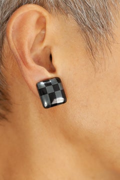 Vintage Tiffany & Co. 1982 18K Gold Black Onyx Hematite Checkerboard Earrings