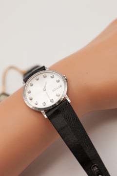 Vintage LeCoultre Ultra Thin 14K WG Diamond Dial Wristwatch