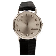 Vintage LeCoultre Ultra Thin 14K WG Diamond Dial Wristwatch