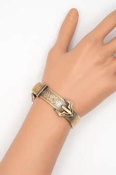 Bracciale a fibbia d'epoca vittoriana in oro giallo 14 carati del XIX secolo