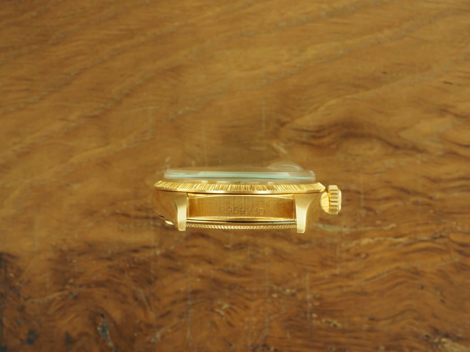 Rolex Yellow Gold Albino Galvanized Cappucino Dial Datejust Wristwatch Ref 1607 For Sale 2