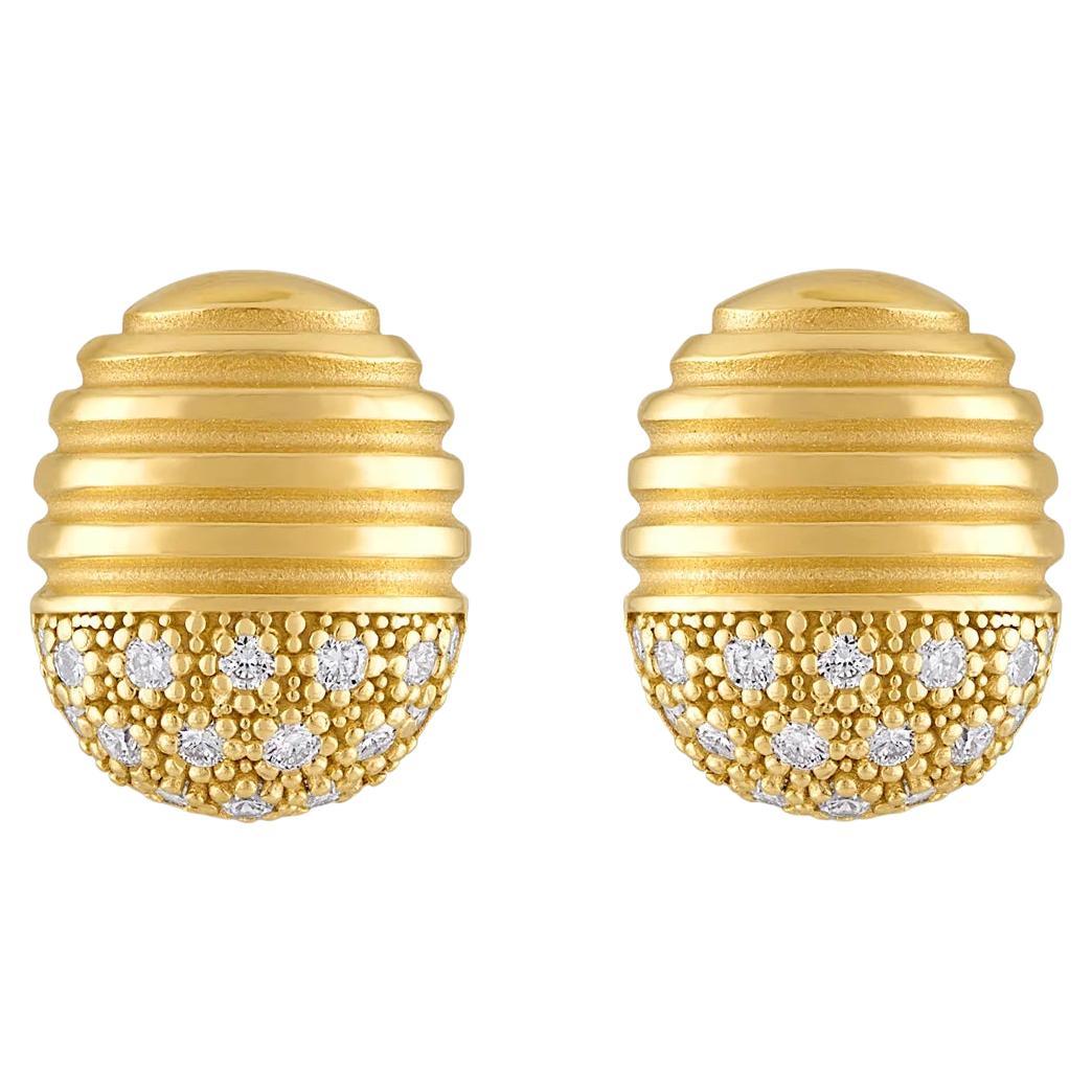 Isla Oval Studs with Diamonds