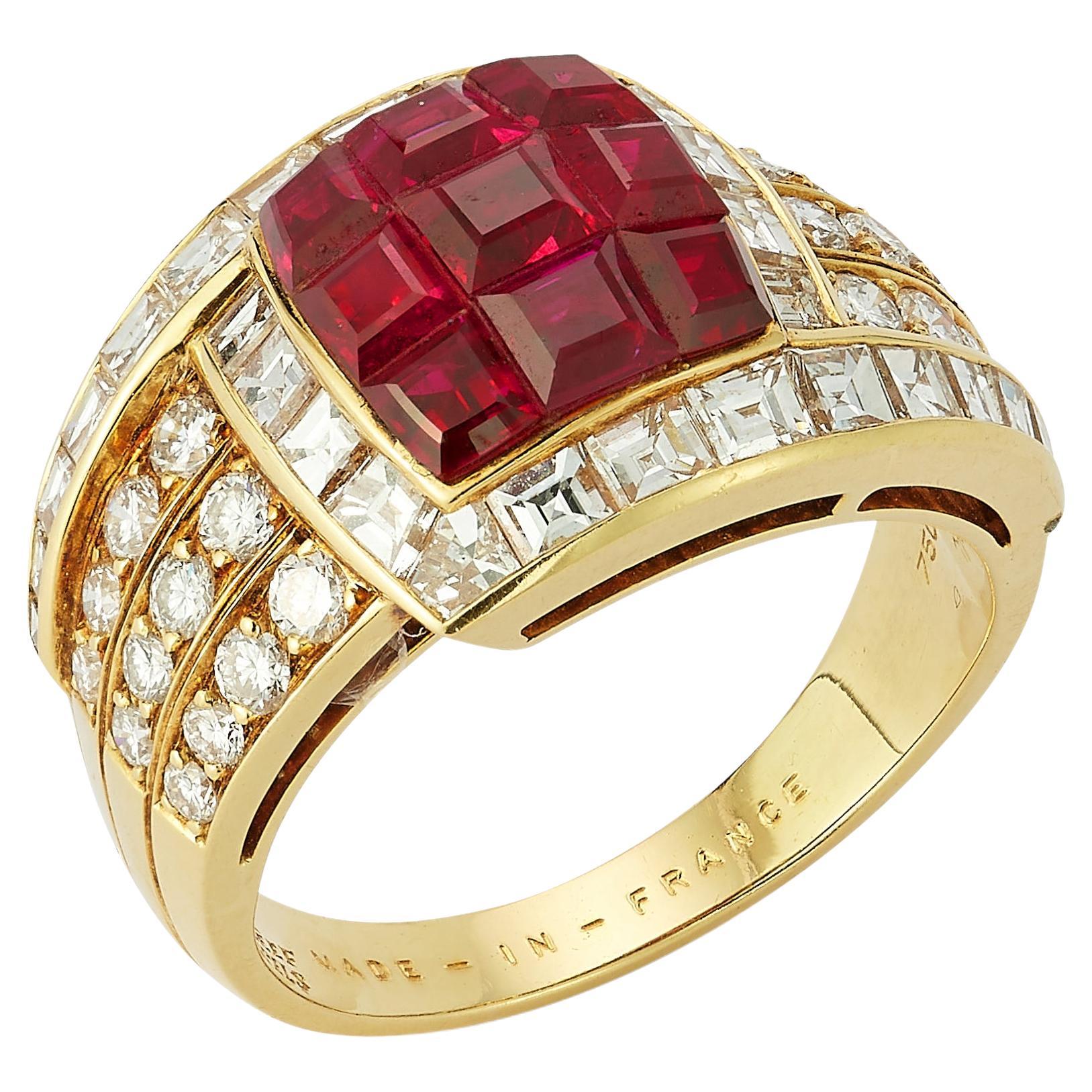 Van Cleef & Arpels Invisible-Set Ruby and Diamond Ring