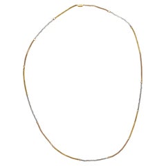 18K Tri Color Gold Diamond By the Yard Bezel Necklace