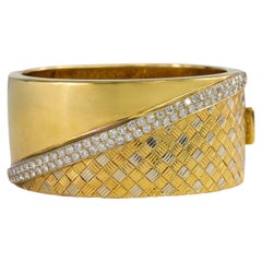 Vintage Zwei-Ton-Diamant gewebt Gold-Armreif