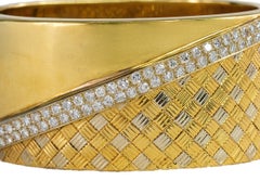 Vintage Zwei-Ton-Diamant gewebt Gold-Armreif