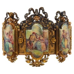 Antique Victorian Enamel and Diamond Panel Bracelet