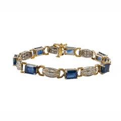 Baguette Cut Diamond & Sapphire Bracelet