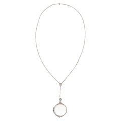 Antique Folding Magnifying Glass Lorgnette Pendant Necklace