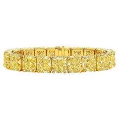 Pulsera de diamantes de 75 quilates de color fantasía y talla radiante con certificado GIA Natural