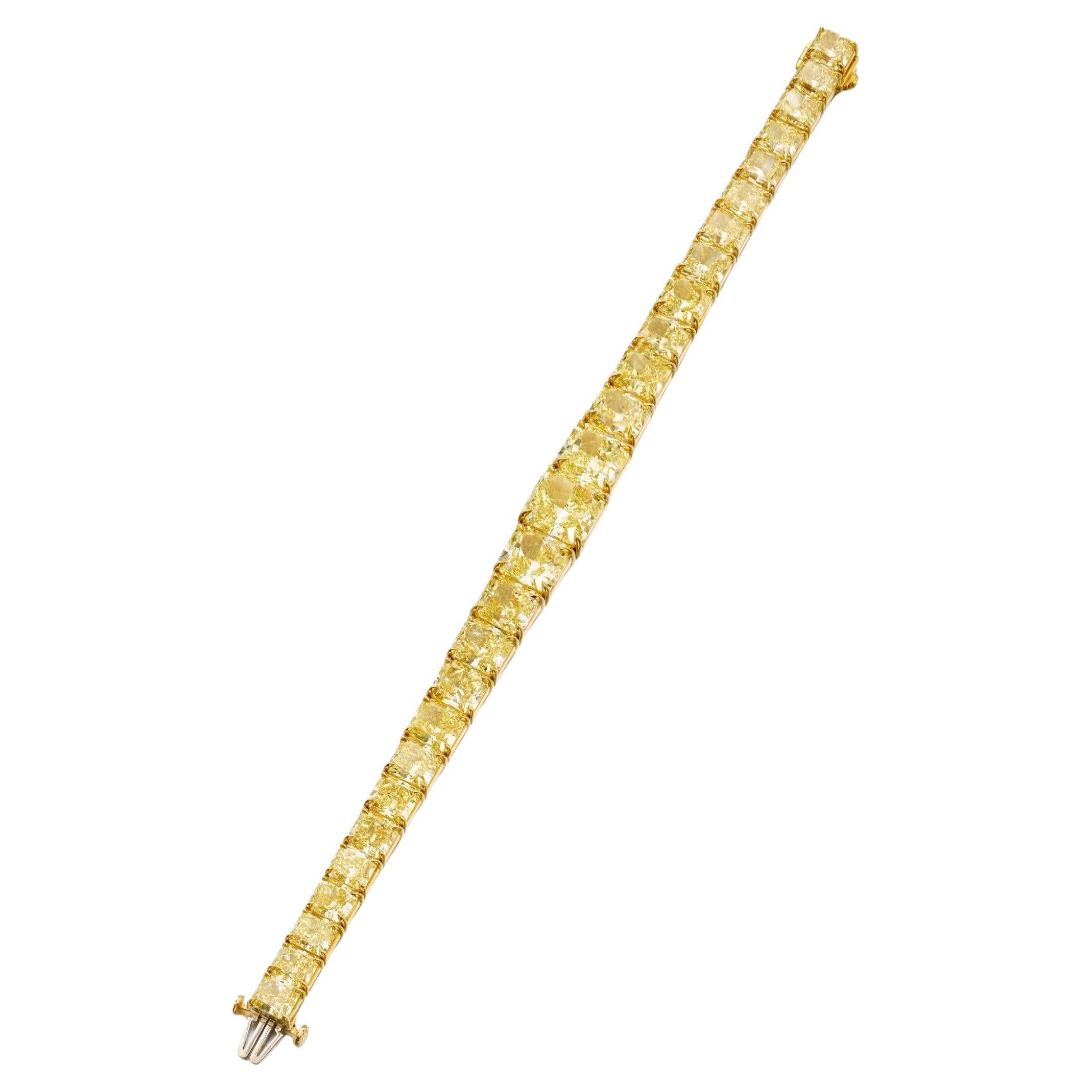 LEGACY Pulsera de diamantes talla radiante de 50 quilates  Amarillo fantasía