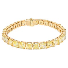 LEGACY Bracelet en diamant radiant de 28 carats  Couleur fantaisie certifiée GIA