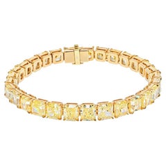LEGACY 60 Carat  Fancy Yellow Cushion Cut natural diamonds Tennis bracelet