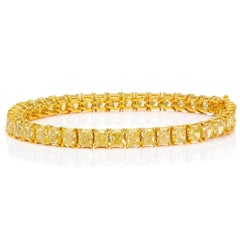 LEGACY 40 Carat  Fancy Yellow Cushion Cut natural diamonds Tennis bracelet GIA