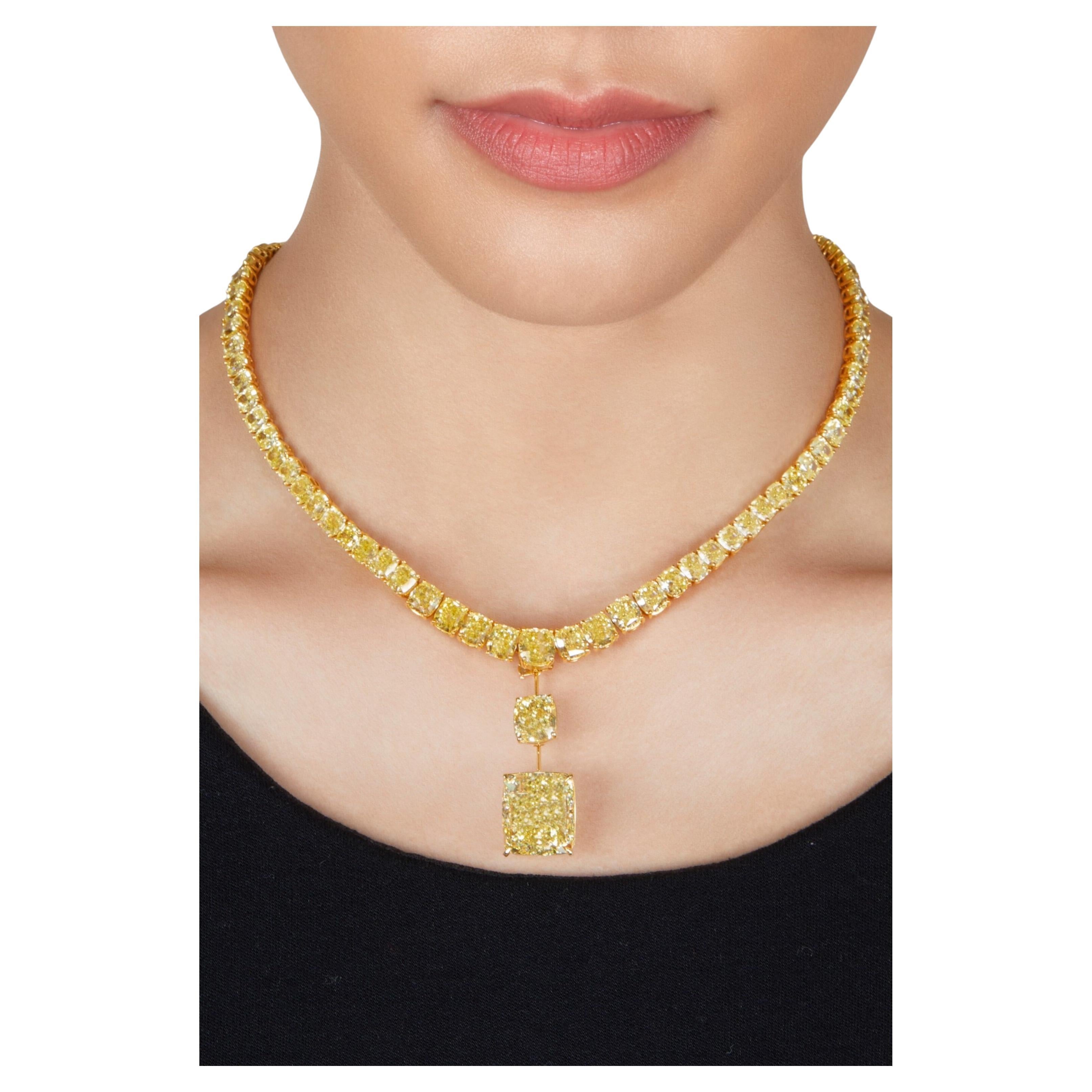 LEGACY 90 CARAT Fancy Yellow Diamond Necklace High Jewelry Collection GIA