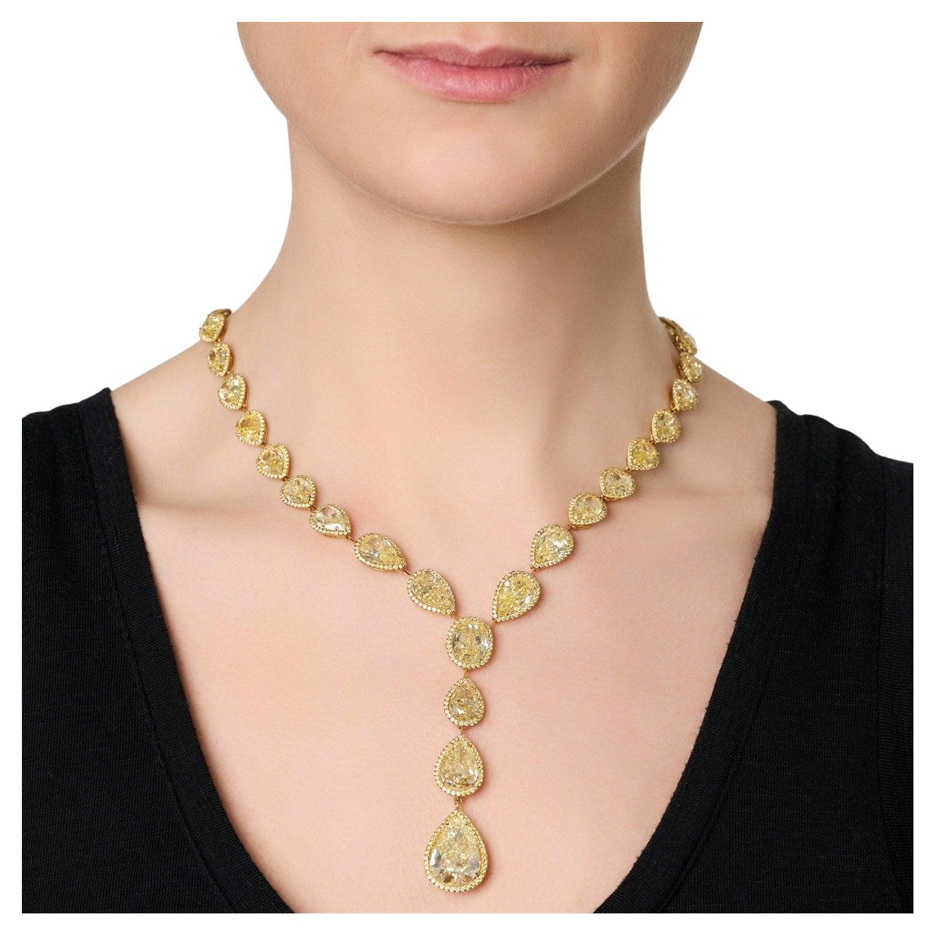LEGACY Heritage Fancy Intense Yellow  Diamond Necklace  38 GIA certificates For Sale