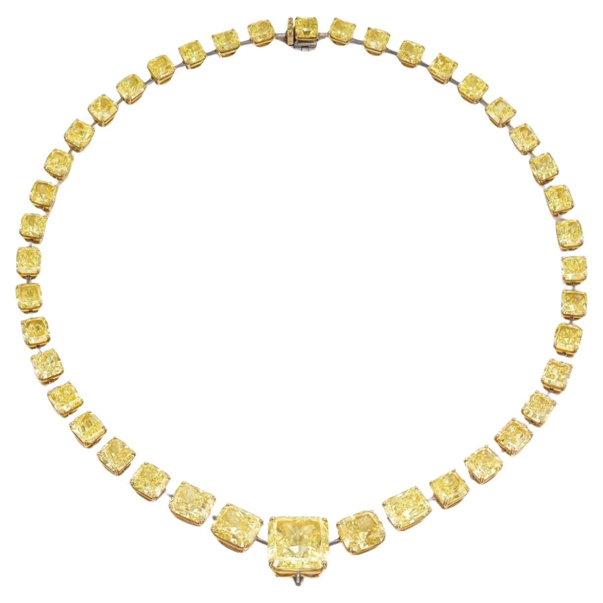 LEGACY 100 Carat Fancy Yellow Diamond Necklace  12 Carat Center  GIA
