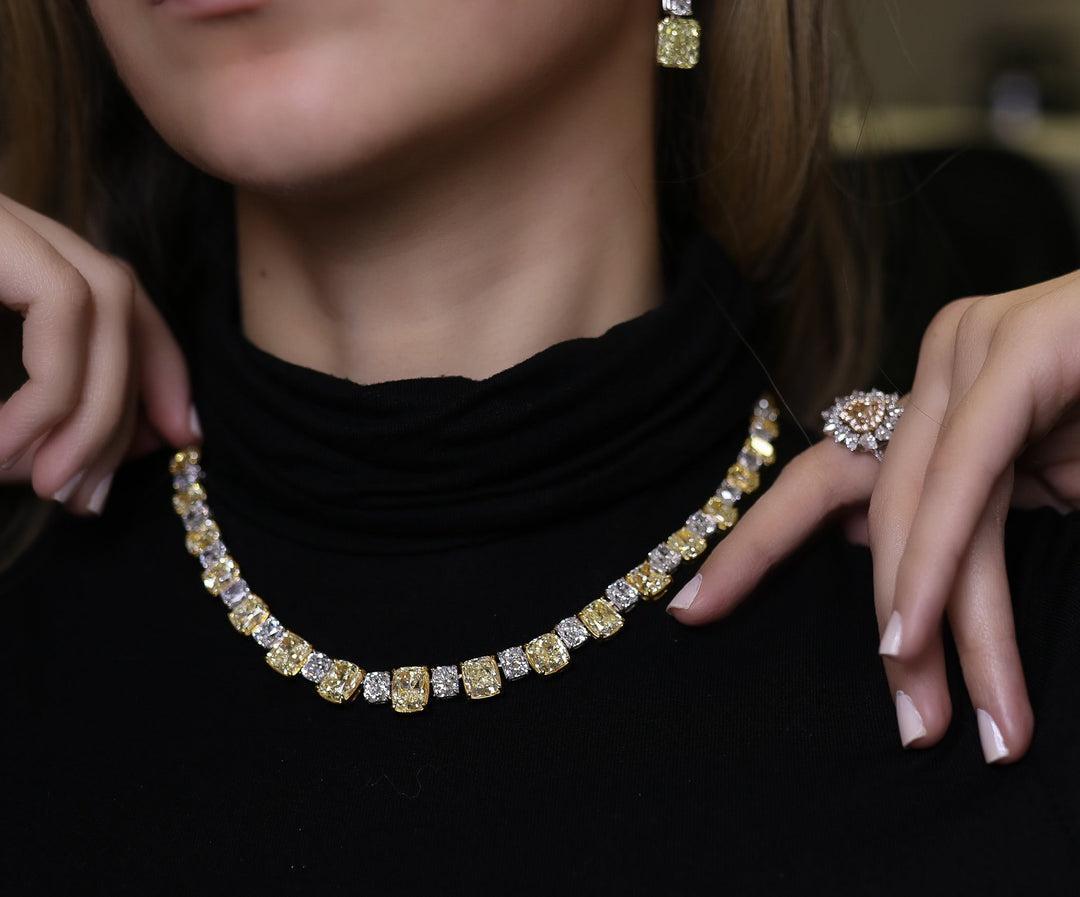Modern LEGACY 75 Carat GIA Fancy Yellow Cushion Cut Diamonds  Heritage Creation For Sale