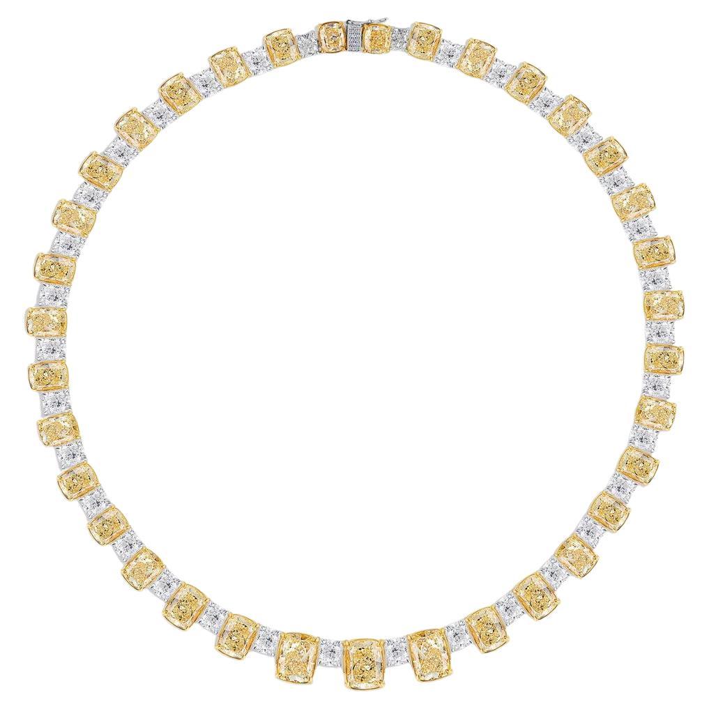 Modern LEGACY 65 Carat GIA Fancy Yellow Cushion Cut Diamonds  Heritage Creation For Sale