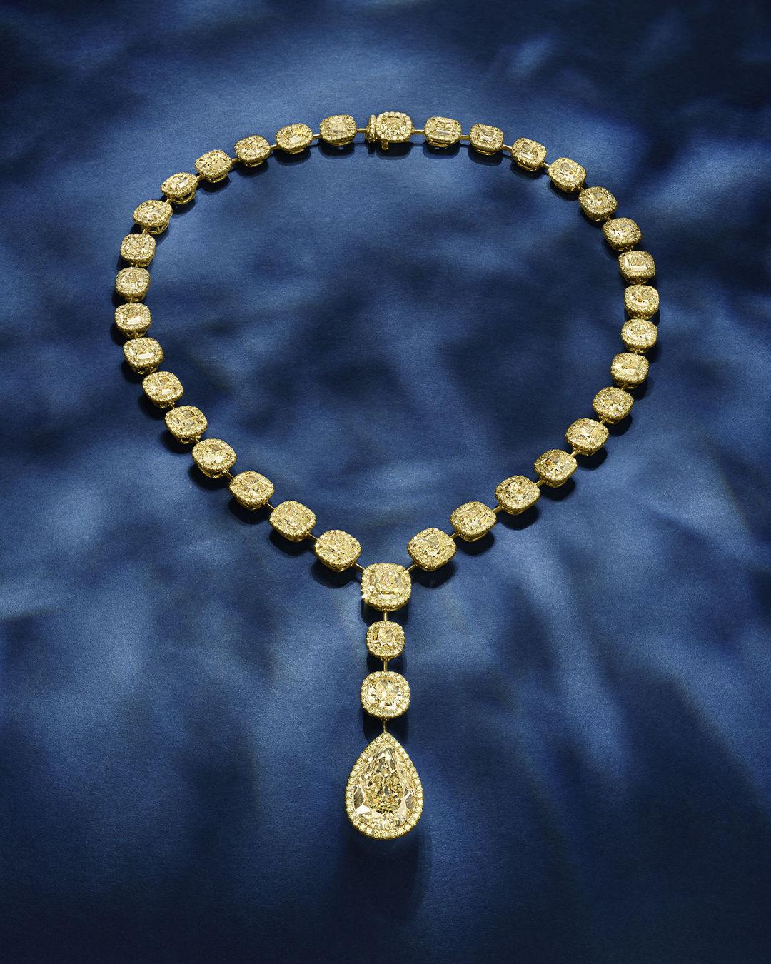 Modern LEGACY 70 carats Fancy Intense Yellow 12 Carat Pear Drop Red carpet Exclusive For Sale