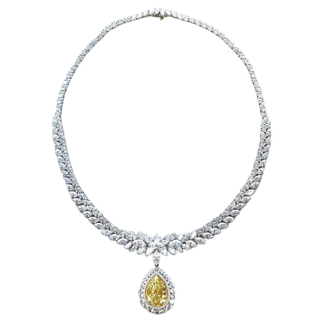 LEGACY 45 carat GIA Certified 10ct Fancy Yellow Pear  D–F colour High Jewelry