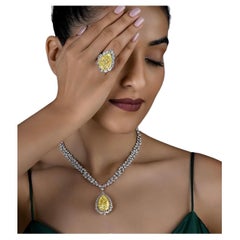 Legacy 15 Carat GIA Fancy Intense Yellow Pear Drop Diamond Necklace