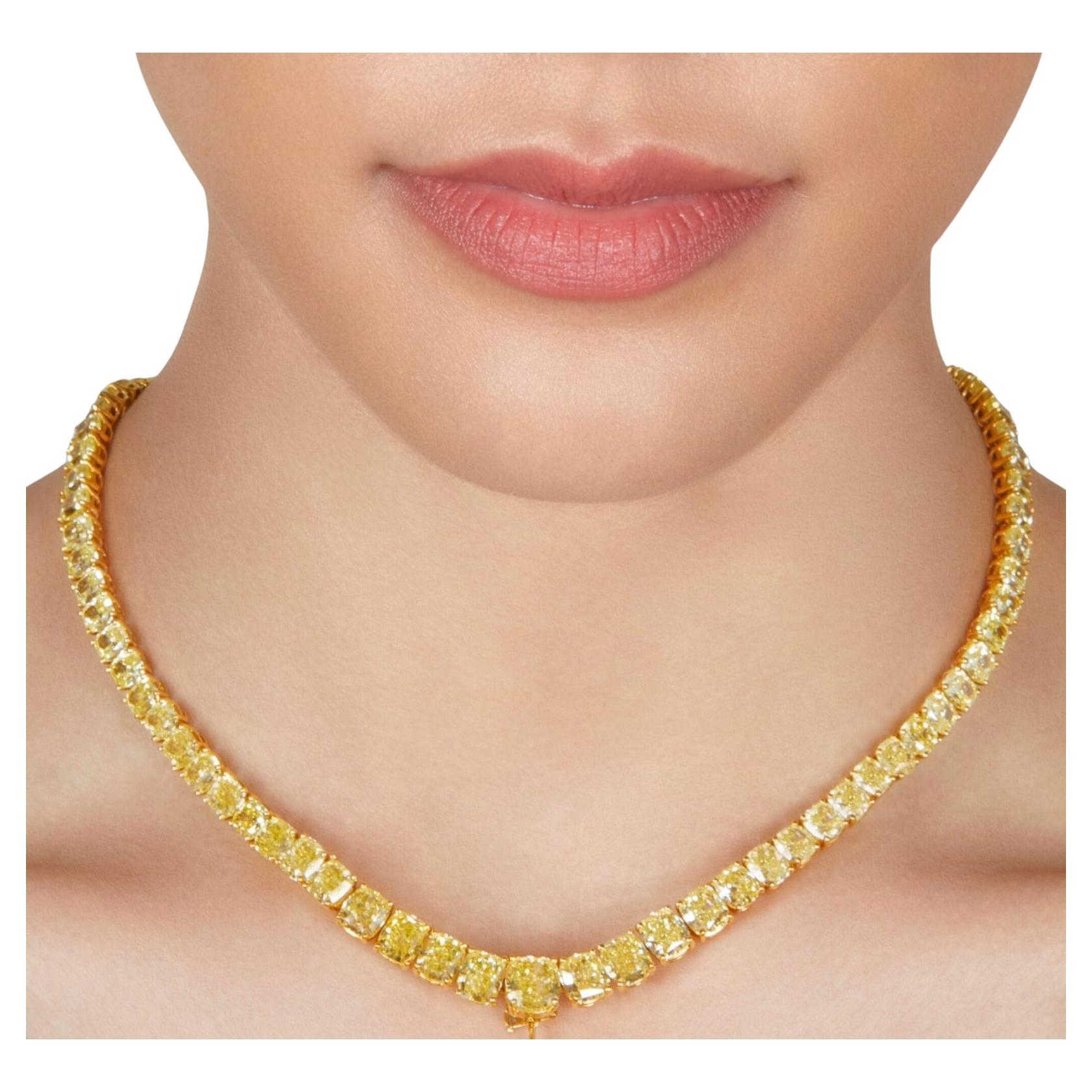 LEGACY Collana Rivière con diamanti gialli intensi graduati da 45 carati