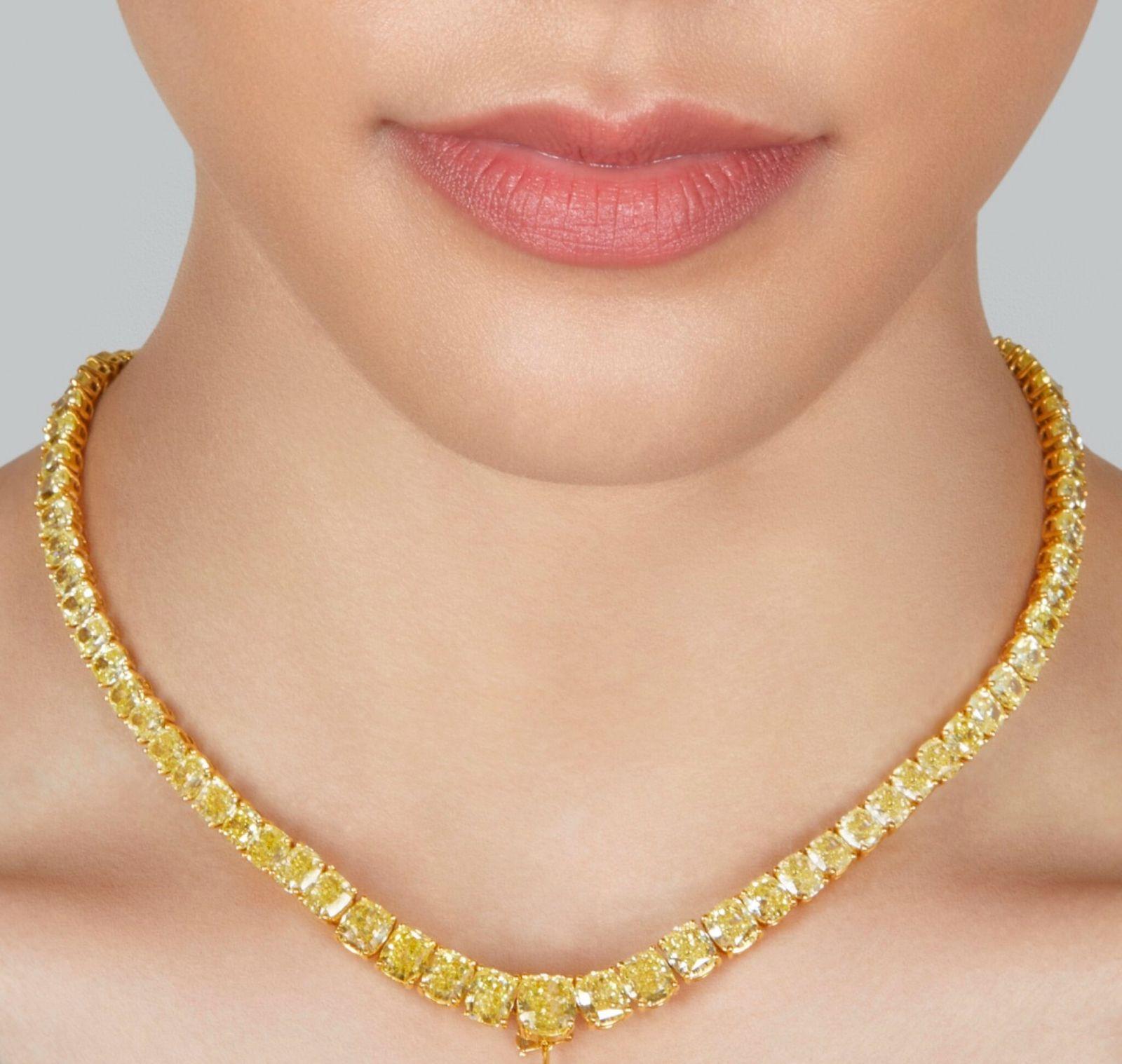 Moderne OUR LEGACY Collier Rivière en diamant jaune fantaisie 55 carats en vente