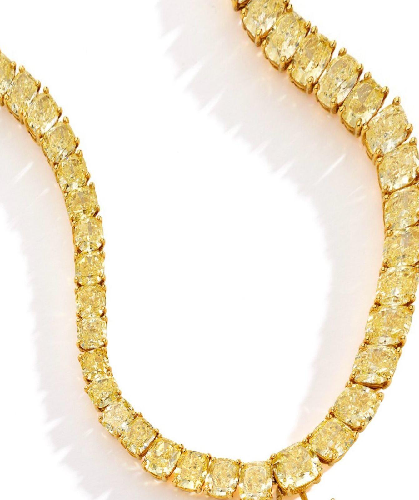 OUR LEGACY Collier Rivière en diamant jaune fantaisie 55 carats Neuf - En vente à Mumbai, IN
