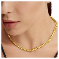 Collana tennis con diamanti taglio cuscino giallo fantasia da 25 carati LEGACY