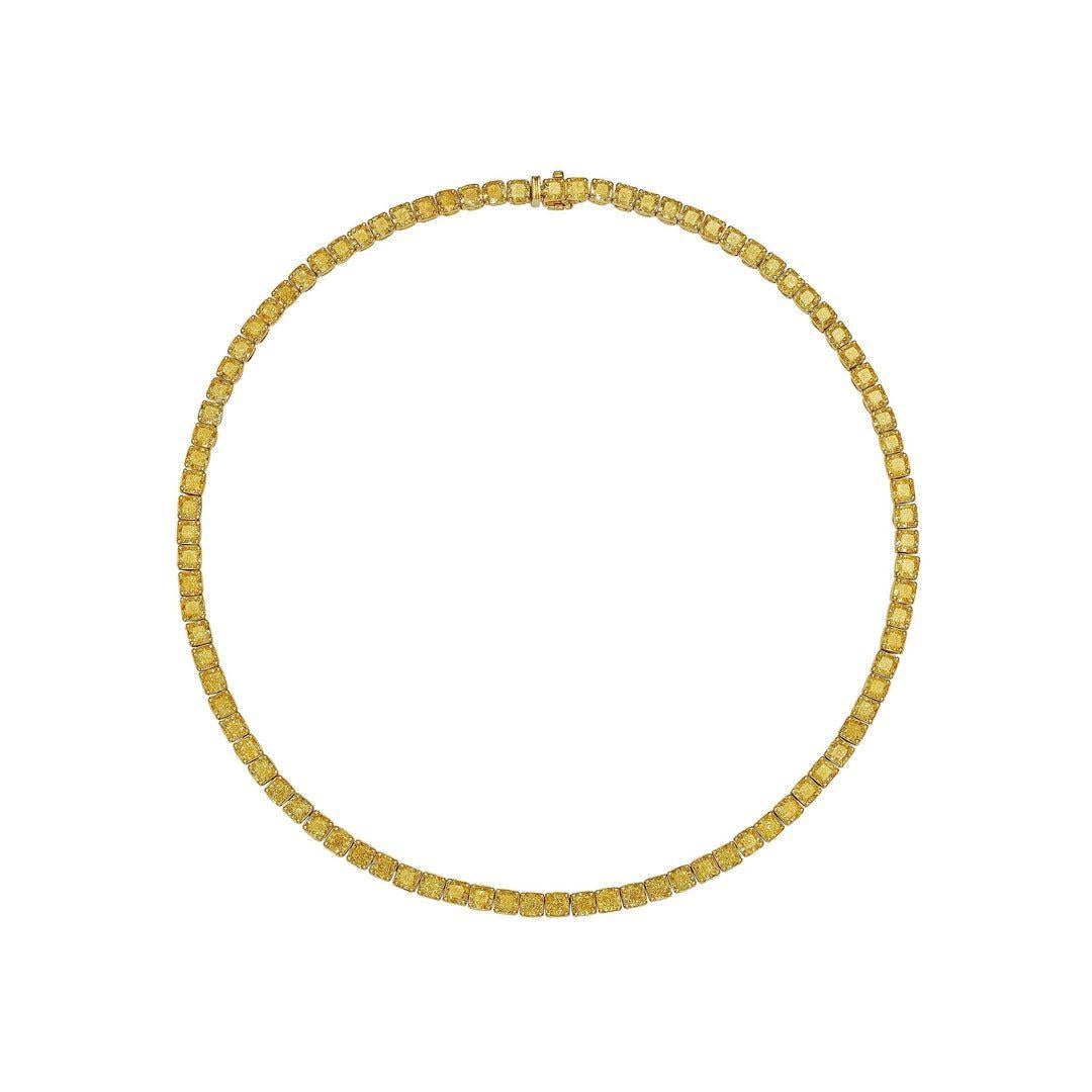 Collana Tennis con diamanti taglio cuscino giallo intenso da 25 carati LEGACY In condizioni Nuovo in vendita a Mumbai, IN