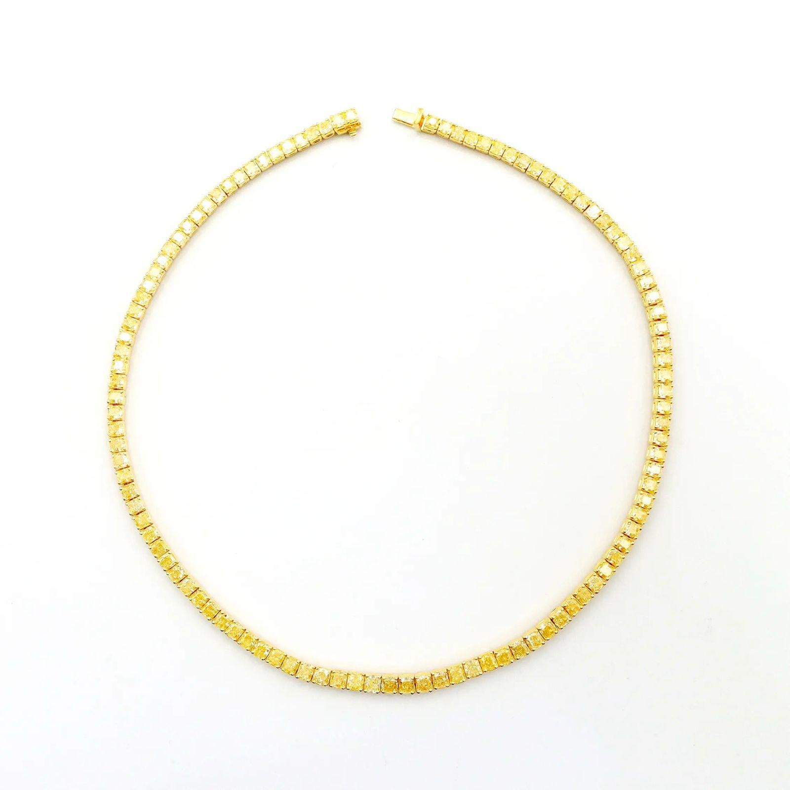 LEGACY Collana di diamanti gialli taglio cuscino da 45 carati 0,5 carati ciascuno in vendita 2