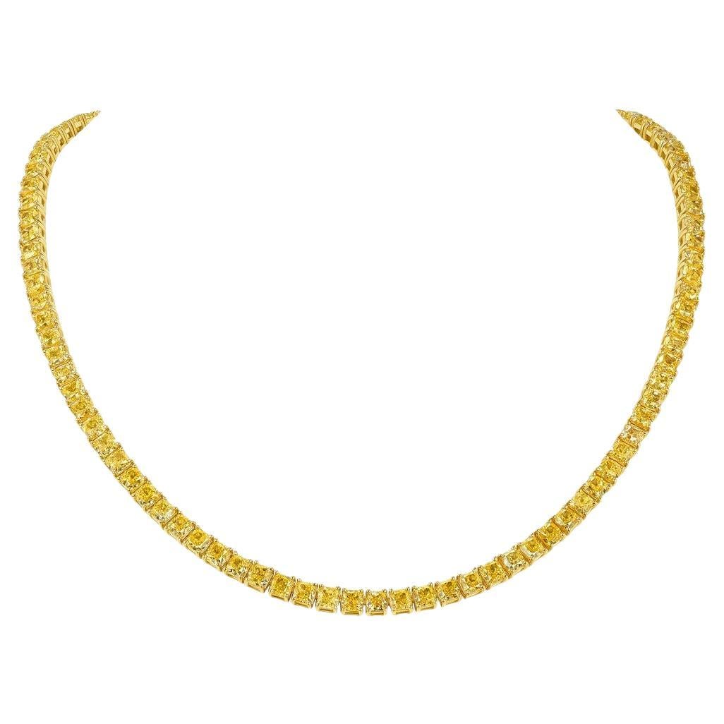 Collana di diamanti con taglio a cuscino giallo intenso da 45 carati LEGACY 0,5 carati ciascuno