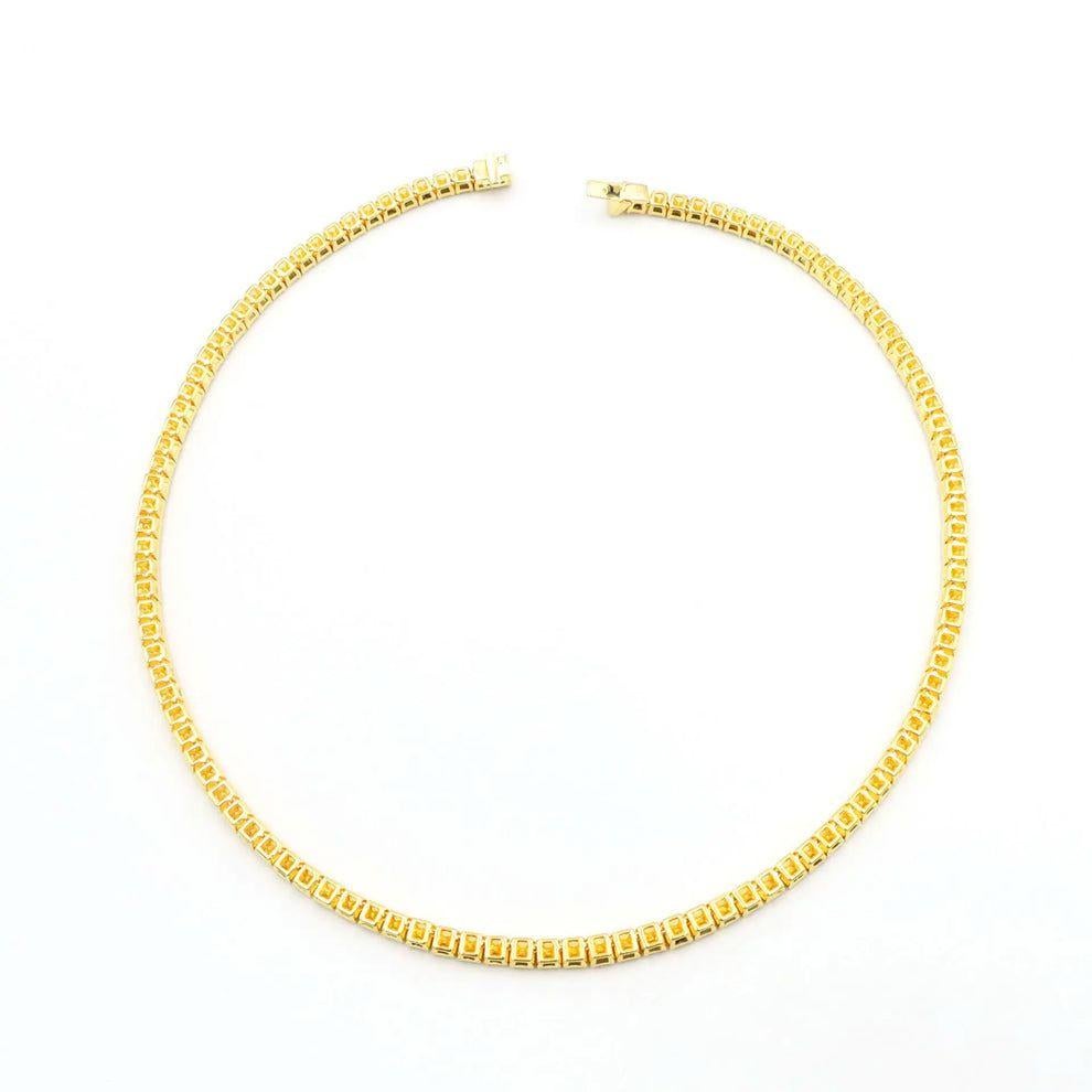 Collana di diamanti con taglio a cuscino giallo intenso da 35 carati LEGACY in vendita 1