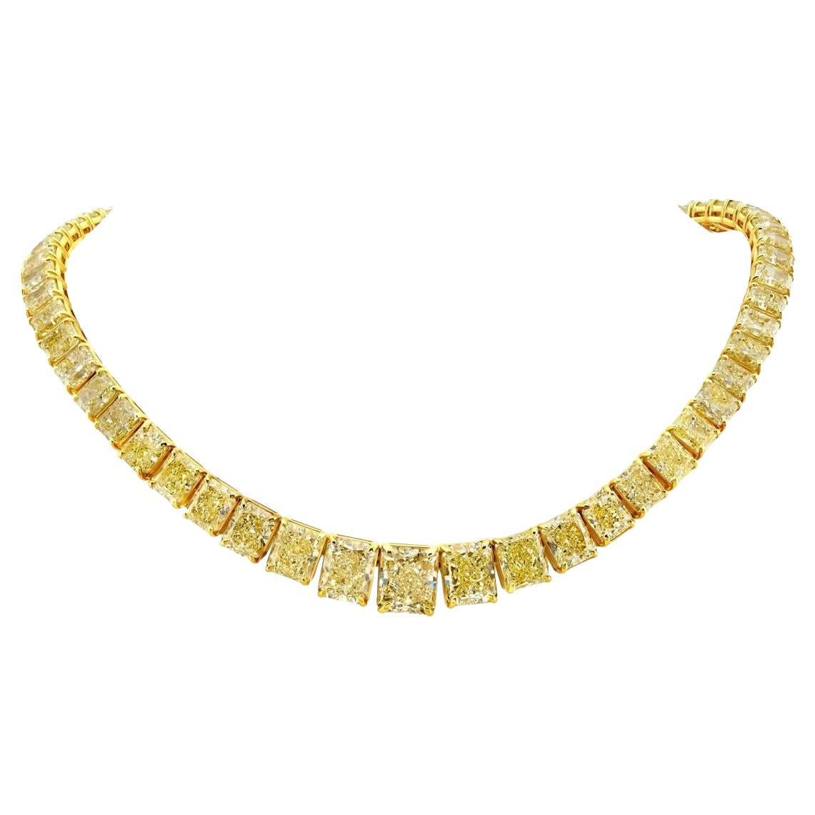 LEGACY Collar Rivière de Diamantes Amarillos Fancy Graduados de 60 quilates