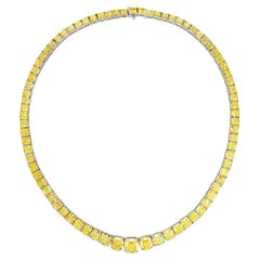 LEGACY Collier Rivière de 60 carats de diamant jaune fantaisie certifié GIA